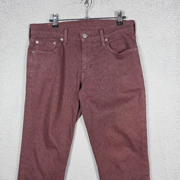Levis Jeans Mens Size 30x32 Dark Burgundy Stretch 511 Slim Fit 5 Pocket Denim - Picture 2 of 7
